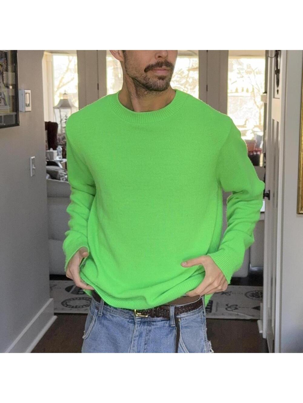 Collusion+ Neon Green Crewneck Knit Sweater XL